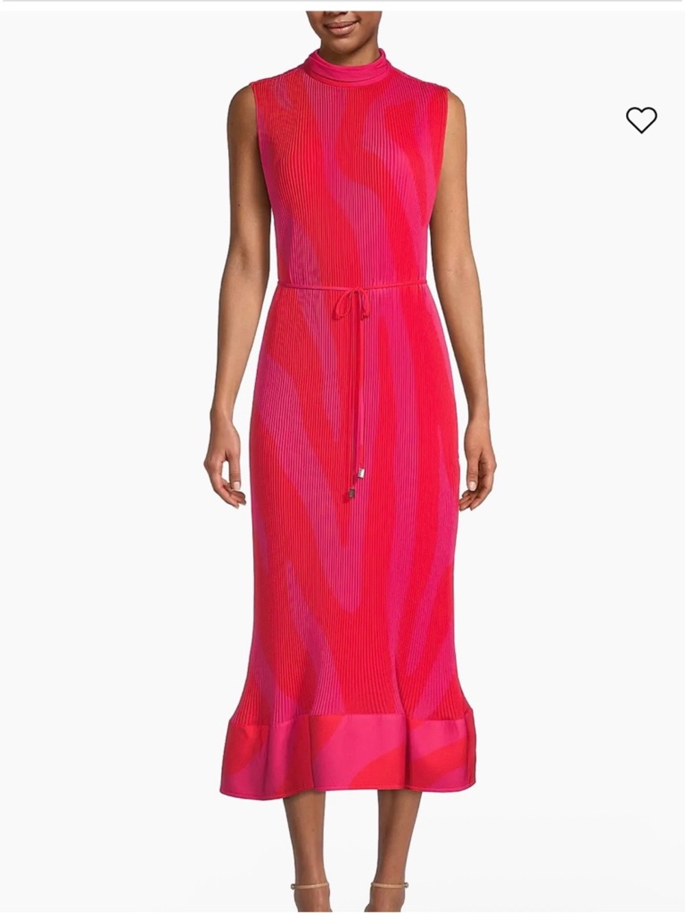 Milly Pink and Fuchsia Sleeveless Tie-Waist Midi Dress